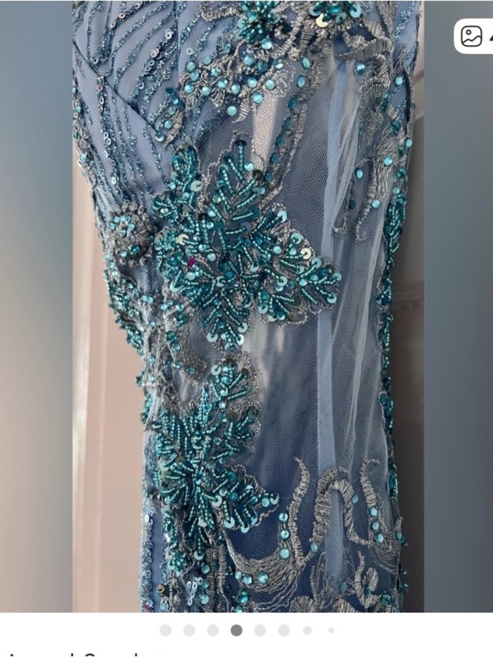 Portia and Scarlett Aqua Sequin V-Neck Mini Dress - Picture 5 of 6